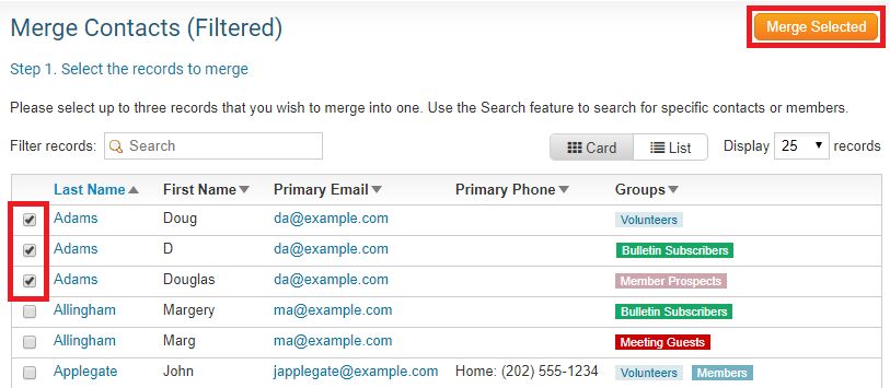 How do I merge contacts? - Knowledgebase / Club Help / Club